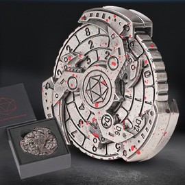 7-in-1 DND Dice Spinner Roulette Dice Fingertip Gyro, Dungeons and Dragons Metal Dice Starter Set with Gift Box Spinning Games, Rotating Fidget Dice Set for RPG MTG Table Games (Bloodstain)