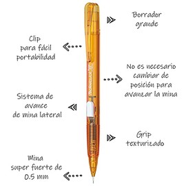 Pentel de México PD105RDBP4-M Techniclick Rd Portaminas Av.Lat. 0.5 mm, pack of/paquete de 1