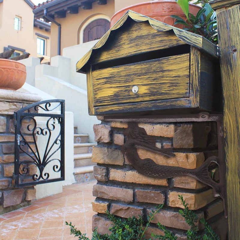 BRASSTAR Rustic Cast Iron Nautical Mermaid Shelf Brackets Wrought Iron