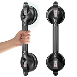 DAILYLIFE Grab Bars for Bathtubs and Showers, 17 inch Shower Handles for Elderly Suction, 300lbs Safety Shower Grab bar for Seniors and Elderly, Black (1 Pack)