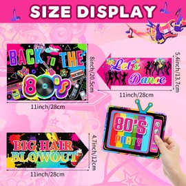 Hooqict 20 Pieces 80s Party Decorations Back to The 80s Neon Retro Sign for Adults Disco Hip Hop 1980s Theme Throwback Birthday Party Supplies