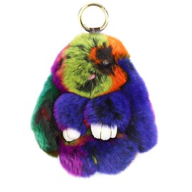 CHUANGLI Keychain Fluffy Faux Fur Keychain Handbag Pom Pom Keyring Pendant for Women Girls