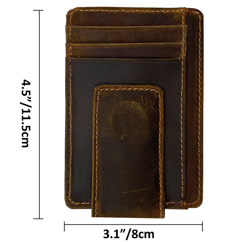 HOPSOOKEN Money Clip RFID Front Pocket Wallet Men Leather Slim