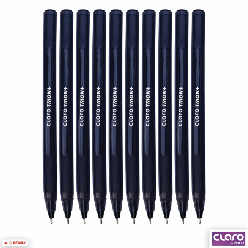 CLARO Trion+ Ballpoint Pens, BLACK, Medium Point (1.0mm), Pack of