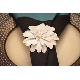 VIBHSA Handcrafted Flower Napkin Rings Set of 4