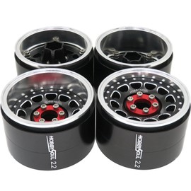hobbysoul Wide 1.57'' (40mm) 2.2 Beadlock Wheels Adjustable 4 Offsets Rims for Gen8 Everest gen 7 Pro / SCX10 Capra Wraith / TRX4 AMG 6x6, (4-Pack)