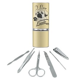 I Love My Puggle Stainless Steel Manicure Pedicure Grooming Beauty Care Travel Kit