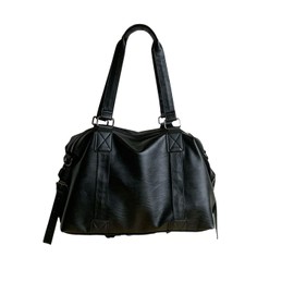 Black Leather Travel Duffle Bag Crossbody Bags for Women Shoulder Handbags Weekend Carry On Overnight Bag