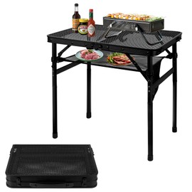 Honagu Small Folding Grill Table, Height Adjustable Aluminum Outdoor Table, Portable Picnic Table for Outdoor Camping, Picnic, Patio, Dining, BBQ, Party, 23.6×15.7 inch