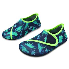 JIASUQI Boys Girls Aqua Shoes Quick Dry Water Sports Shoes for Beach Pool Swim Surf Easy Dinosaur, 1.5/2.5 UK Big Child