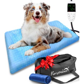 FurryPlanet Upgrade Dog Heating Pad with 2 Covers&840D Storage Bag,Adjustable Temperature Electric Pet Heating Pad with Timer,Waterproof Large Heated Bed Mat with Chew-Proof Cord,L