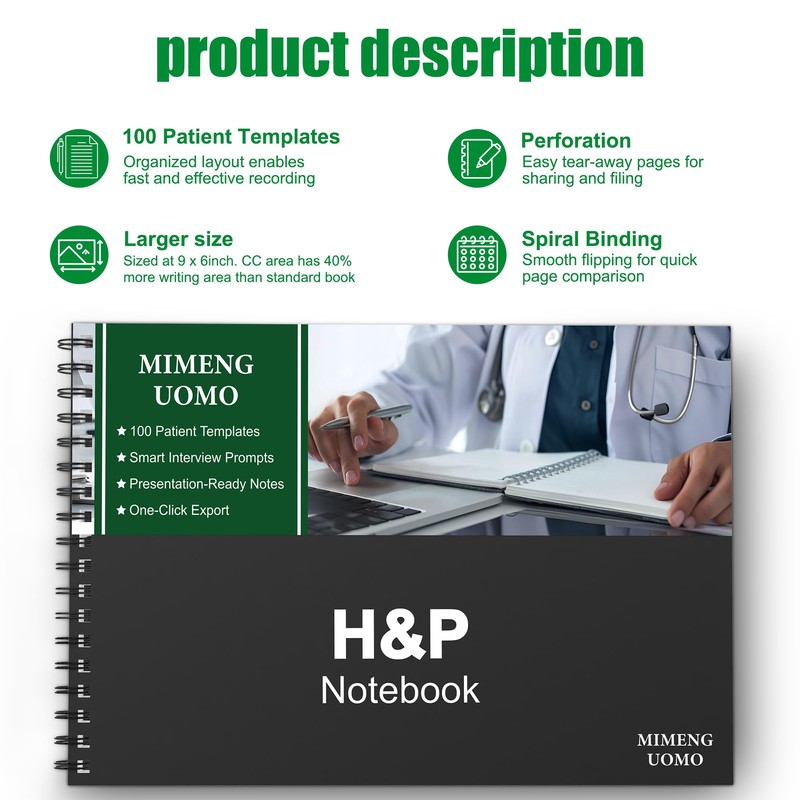 H&P Notebook-History and Physical Notebook for Medical Students, Nurse, and