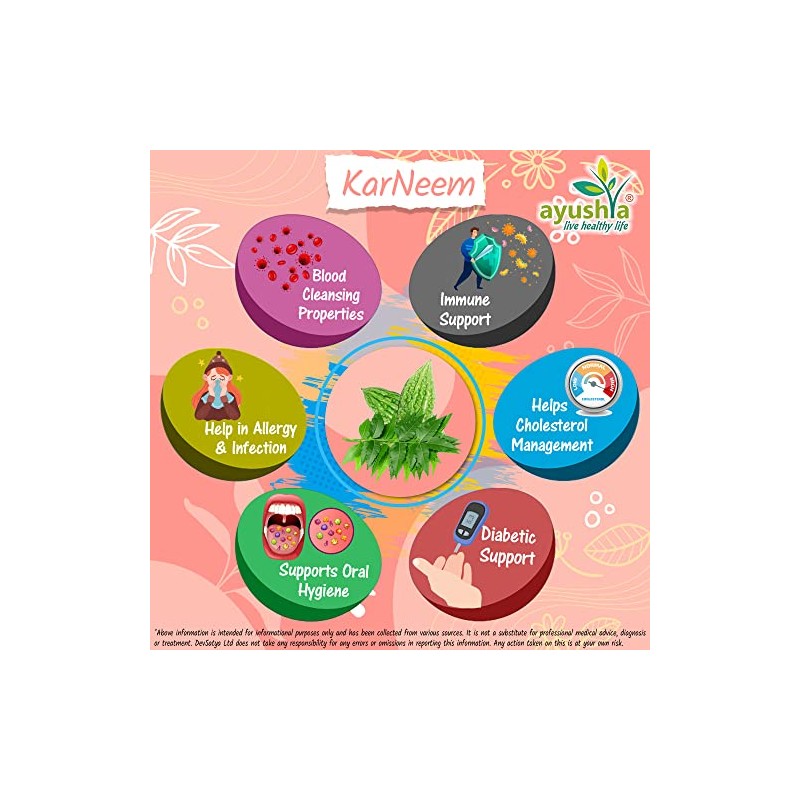 Ayushya Karneem (Karela Neem) Capsule, 60 Capsules, Natural, (Pack of