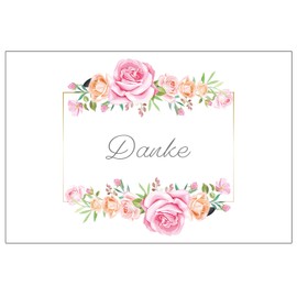 6 Premium Thank You Cards (Folding Cards) with 6 White Envelopes, Thank You, Cards, Thank You Cards, Wedding, Birth, Baby, Christening, Farewell, Birthday, Anniversary, Flowers Motif