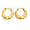 Vintage Filigree Hoop Earrings, Gold-Tone, Carved Scroll Design, Small