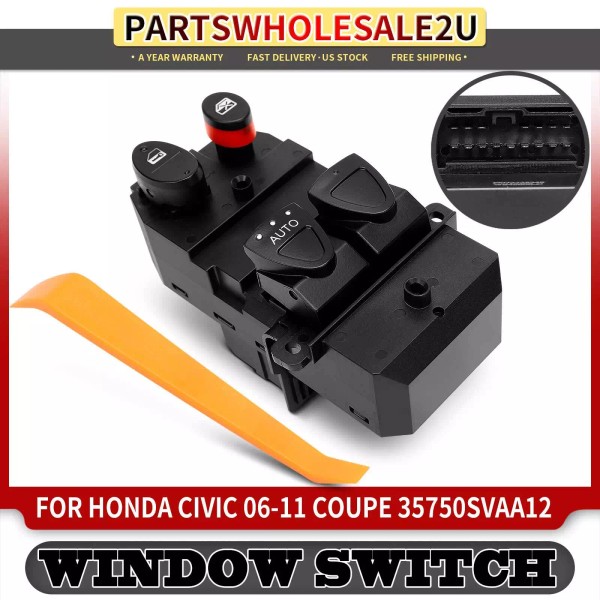 Unbranded Front Driver Power Window Switch for Honda Civic EX