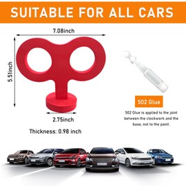 Ohleats Car Wind Up Key Sticker, 3D Sticker Wind Up Rolling Key, Auto Cute Clockwork Wind Up Key for Back of Car Roof Decoration, Universal Exterior Decor Car Accessories (Red)