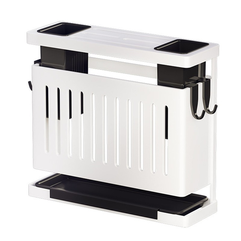 Kitchen Knives Chopstick Rack with Draining Tray Wall Mounted Multifunctional