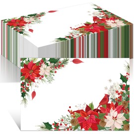 Geetery 100 Pack Christmas Disposable Paper Placemats Bulk Holly Placemats Luncheon Paper Table Placemats for Holiday Dinner Table Setting Xmas Celebration Winter Holly Party Decorations (Poinsettia)