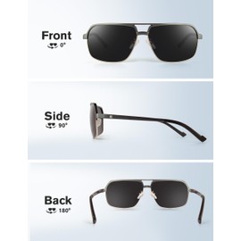 Bircenpro Polarised Sunglasses for Men Classic - 100% UV Protection Retro Black Sunglasses Polarised for Men for Driving and Fishing, B-gunmetal frame black lens