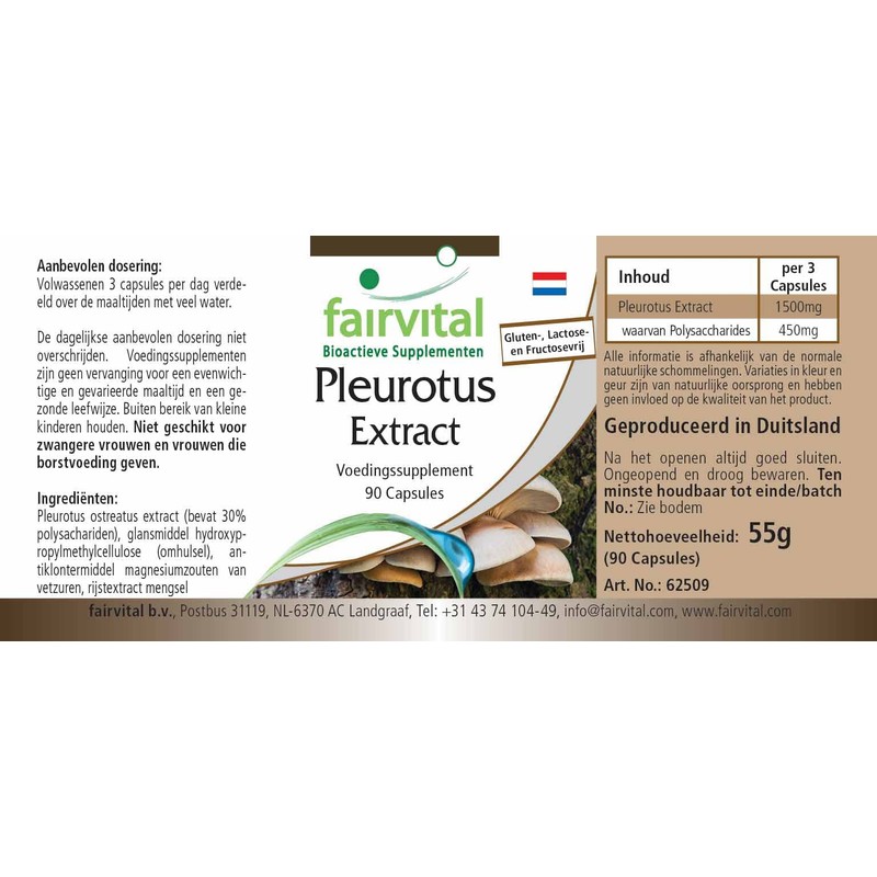 Fairvital Pleurotus Extract 500 mg - High Dose - Pleurotus