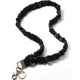 Geyoga Teacher Scrunchie Lanyards for ID Badges Keys Cute Neck Stretchy Lanyards Retractable Keychain Holder for Women Ladies (Black)