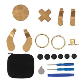 15 in 1 Metal Thumbsticks for One Elite Series 2, Elite Series 2 Core Controller Gaming Accessories Replacement Parts, Metal Mod 6 Swap Joysticks, Paddles, D Pads, Tool (Gold)