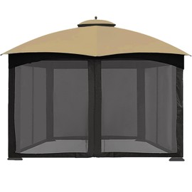 Warmally Replacement Mosquito Netting Mesh Sidewall Curtain with Zipper for 10’ x 12’ Gazebo Canopy Tent (Black)