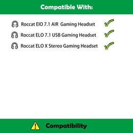 ACCOUTA Prime Ersatz Ohrpolster Kissen Kompatibel mit Roccat ElO 7.1 AIR Headset/ELO 7.1 USB Headset/ELO X Stereo Gaming Headset Ohrpolster mit weicherem Proteinleder/Memory-Schaum