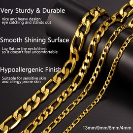 Thin Gold Chain Choker Men Women Figaro Chains 18 Inch Stainless Steel Simple Necklace