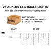 Hezbjiti 2Pack Total 800LED Icicle Lights 32.8FT Christmas Lights String
