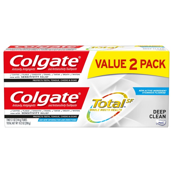 Colgate Total Toothpaste, Deep Clean, 5.1 ounce, 2 Count