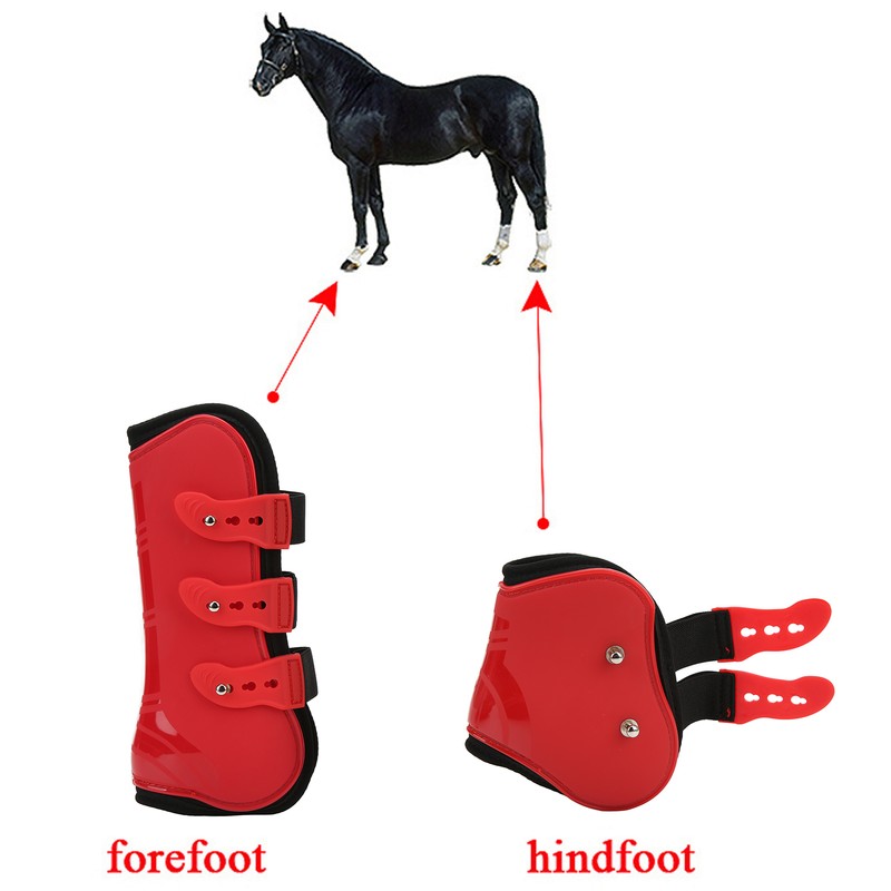 4pcs Horse Leg Guard PU Neoprene Front Hind Horse Tendon