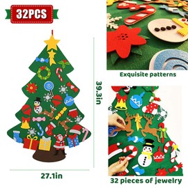 FFXQCTFF 32pcs Felt Material Paper Christmas Tree Set - My First Christmas Tree, Perfect for Christmas Decorations(Colorful)