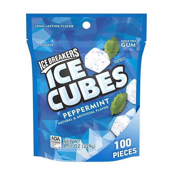 Ice Breakers, Ice Cubes Gum in Peppermint Sugar Free with Xylitol, 8.11 oz