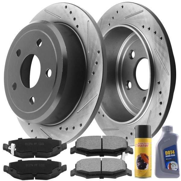 Geekstop Rear Disc Brake Rotors Pads And Brake Fluid For