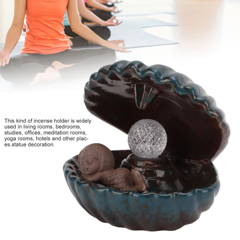 Incense Holder European Style Shell Shape LED Lamp Backflow Aromatherapy