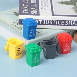 Wuzdy Miniature Rubbish Bin Model Pack of 5 Mini Sorting Wheelie Bins Children's Toy Wheelie Bins Rubbish Bin Brother Accessories Desk