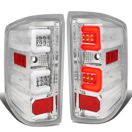 DNA MOTORING TL-CSIL15-LED-3D-CH-CL Tail Light Assembly [Compatible with 14-19 Silverado 1500 2500HD 3500HD]