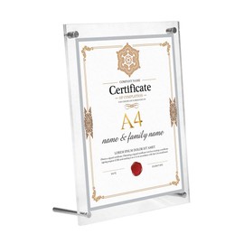 Acrylic Photo Frame, A4, Acrylic Picture Frame, Desktop Wall Mount, Award Frame, Picture, Poster, Appreciation, Diploma, Permit, Display Picture Frame