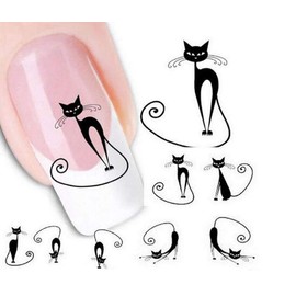 6Sheets 120pcs Cute Cat Designs Nail Art Stickers Water Transfer Decals Nail Tips Toe Decor Tattoo