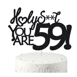 Decoración para tartas de cumpleaños 59, decoración para tartas de cumpleaños 59, purpurina negra, divertida decoración para tartas 59 para hombres, decoración para tartas 59 para mujeres, decoración de cumpleaños 59, decoración para tartas de cumpleaños