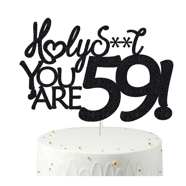 Decoración para tartas de cumpleaños 59, decoración para tartas de cumpleaños 59, purpurina negra, divertida decoración para tartas 59 para hombres, decoración para tartas 59 para mujeres, decoración de cumpleaños 59, decoración para tartas de cumpleaños