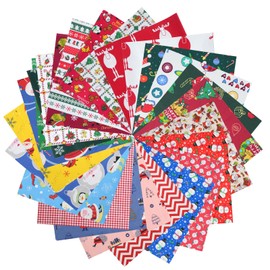 HO2NLE Christmas Cotton Fabric Squares Christmas Fabric Patchwork Christmas for Sewing DIY Crafts (25 x 25 cm, 25 Pieces)