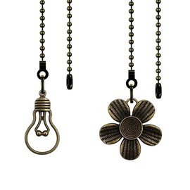 Elegant Ceiling Fan Pull Chain Set, Flower & Light Bulb Design Decorative Ceiling Fan Extension Pull Chain, Vintage Ceiling Fan Zipper Charms Set - Specification: 2pcs, Color: Silver