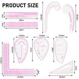 9 Pieces French Metric Ruler, Sewing Rulers for Pattern Making Plastic Sew French Curve Ruler DIY Sewing Ruler Set for Drawing, Craft, Sewing Project and DIY, 9 Styles