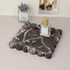 Kesoniku Square Marble Decorative Tray with Scalloped Edge, Luxury Natural
