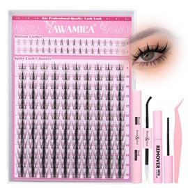Yawamica Manga Lash Clusters Kit with Bottom Lashes DIY Eyelash Extension Kit Fairy Eyelash Clusters 8-16mm Individual Lashes Clusters Wispy Cluster Lashes with Bond and Seal Remover and Lash Tweezers