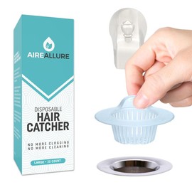 Aire Allure 25 Pack Hair Catchers for Bathroom Sink or Bathtub - White Disposable Cleaning - Size: Small