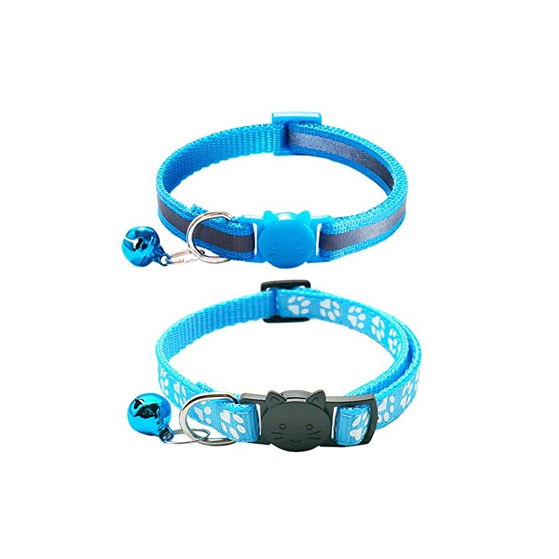 Qinao 2Pack Cat Collars Quick Release Reflective Kitten Collar with